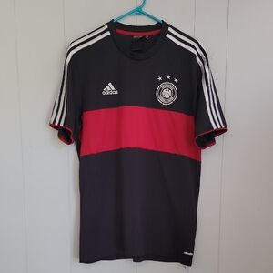Adidas Germany Deutscher Fussball-Bund Jersey Mens Large Black ClimaCool Soccer